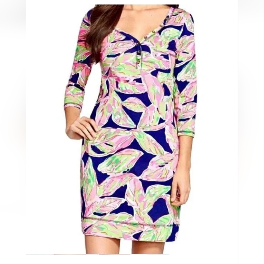Lilly Pulitzer Palmetto In The Vias Women's Floral V-Neck T-Shirt Dress